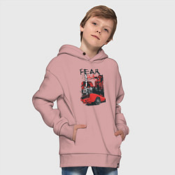 Толстовка оверсайз детская Fear this, цвет: пыльно-розовый — фото 2