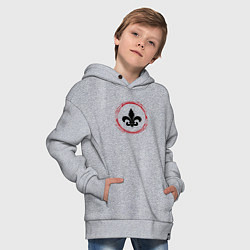 Толстовка оверсайз детская Символ Saints Row и красная краска вокруг, цвет: меланж — фото 2