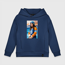 Толстовка оверсайз детская Мона Лиза - крайний нападающий, цвет: тёмно-синий