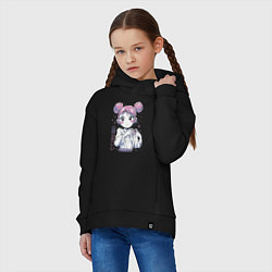 Толстовка оверсайз детская Девушка из японского аниме, цвет: черный — фото 2