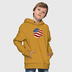 Толстовка оверсайз детская Flag USA, цвет: горчичный — фото 2
