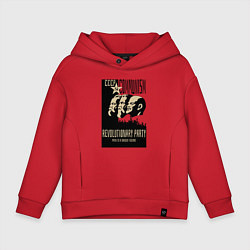 Толстовка оверсайз детская Ленин, Маркс и Энгельс, цвет: красный