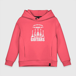 Толстовка оверсайз детская Гитар не бывает слишком много, цвет: коралловый