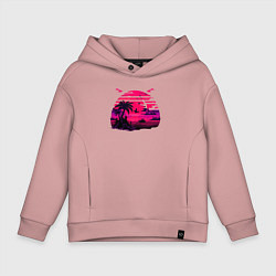 Толстовка оверсайз детская Пляжное ретро, цвет: пыльно-розовый