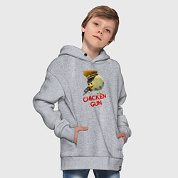 Толстовка оверсайз детская Chicken Gun logo, цвет: меланж — фото 2