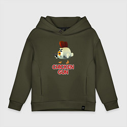 Толстовка оверсайз детская Chicken Gun chick, цвет: хаки