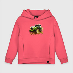 Толстовка оверсайз детская Farming Simulator - brushstroke, цвет: коралловый
