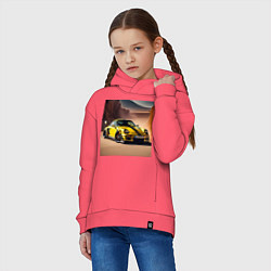 Толстовка оверсайз детская Porsche 911, цвет: коралловый — фото 2