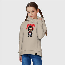 Толстовка оверсайз детская Johnny Depp - cool dude - pop art, цвет: миндальный — фото 2