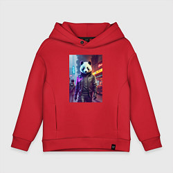 Толстовка оверсайз детская Панда-босс на своём районе - Пекин, цвет: красный