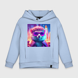 Детское худи оверсайз Неоновый ежик в очках