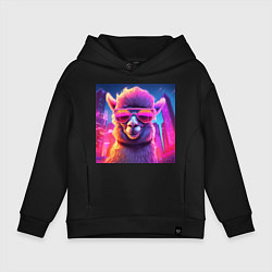 Детское худи оверсайз Лама в ярких лучах неона
