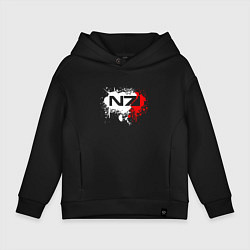 Толстовка оверсайз детская Mass Effect N7 - shooter - logo, цвет: черный
