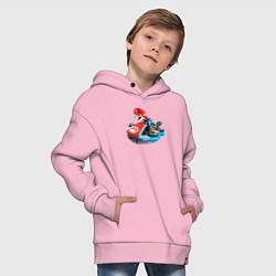 Толстовка оверсайз детская Марио на машине, цвет: светло-розовый — фото 2