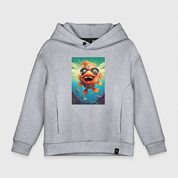 Толстовка оверсайз детская Карп в солнечных очках, цвет: меланж