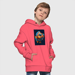 Толстовка оверсайз детская Рыба карп в солнечных очках, цвет: коралловый — фото 2