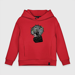 Толстовка оверсайз детская Габимару в цветах, цвет: красный