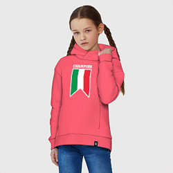 Толстовка оверсайз детская Италия чемпион, цвет: коралловый — фото 2