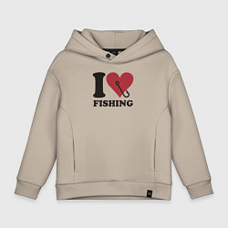 Толстовка оверсайз детская I love fishing, цвет: миндальный