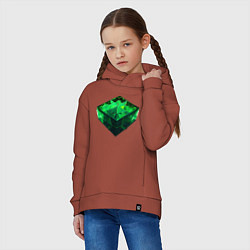 Толстовка оверсайз детская Куб из зелёного кристалла, цвет: кирпичный — фото 2