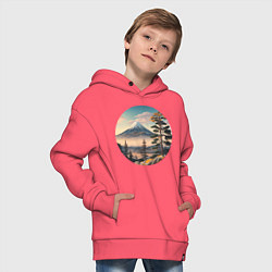 Толстовка оверсайз детская Природа Японии и Дальнего Востока, цвет: коралловый — фото 2