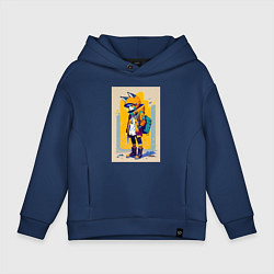 Толстовка оверсайз детская Fox cub - urban style - neural network, цвет: тёмно-синий