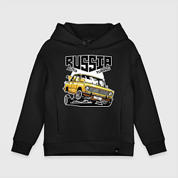 Толстовка оверсайз детская Russia tuning car, цвет: черный