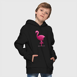 Толстовка оверсайз детская Фламинго минималистичный, цвет: черный — фото 2