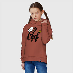 Толстовка оверсайз детская Надпись - шеф повар, цвет: кирпичный — фото 2