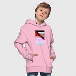 Толстовка оверсайз детская Abstract glitch, цвет: светло-розовый — фото 2