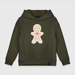 Толстовка оверсайз детская Весёлый пряничек, цвет: хаки