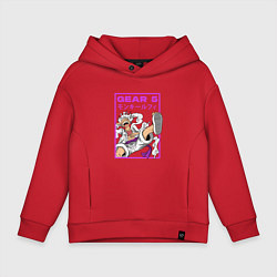 Толстовка оверсайз детская One piece - gear 5 белый, цвет: красный