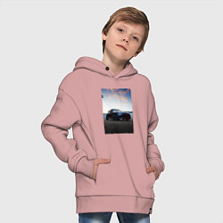 Толстовка оверсайз детская Авто на фоне неба, цвет: пыльно-розовый — фото 2