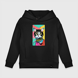 Детское худи оверсайз Pop art cat - neural network