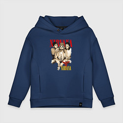 Толстовка оверсайз детская Nirvana rock band, цвет: тёмно-синий