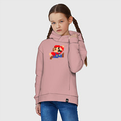 Толстовка оверсайз детская Пиксельный Марио, цвет: пыльно-розовый — фото 2