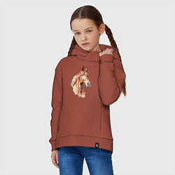 Толстовка оверсайз детская Акварельная коричневая лошадь, цвет: кирпичный — фото 2
