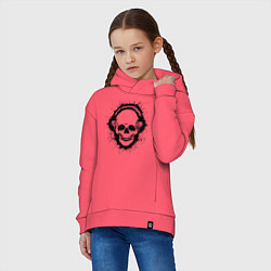 Толстовка оверсайз детская Смеющийся череп, цвет: коралловый — фото 2