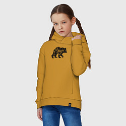Толстовка оверсайз детская Мишка в ночи, цвет: горчичный — фото 2