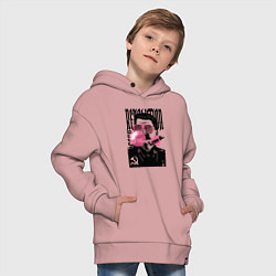 Толстовка оверсайз детская Сталин любовь революция и жвачка, цвет: пыльно-розовый — фото 2
