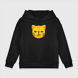 Толстовка оверсайз детская Жёлтый котёнок хитрит, цвет: черный