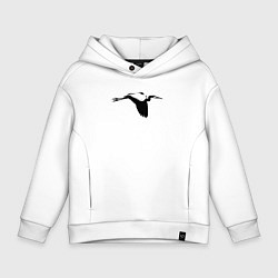 Толстовка оверсайз детская Аист трафарет, цвет: белый