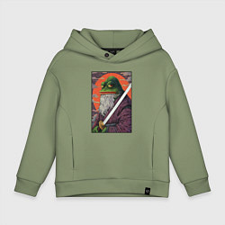 Толстовка оверсайз детская Pepe samurai, цвет: авокадо