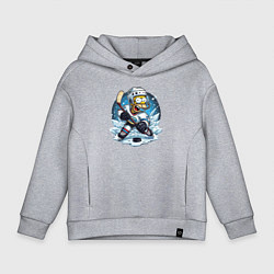 Толстовка оверсайз детская Гомер Симпсон - хоккейный нападающий, цвет: меланж
