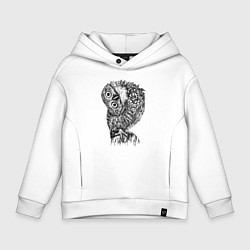 Толстовка оверсайз детская Сова смотрит боком, цвет: белый