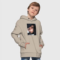 Толстовка оверсайз детская Hyunjin Rock Star Stray Kids, цвет: миндальный — фото 2