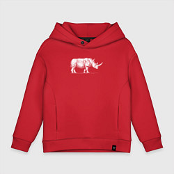 Детское худи оверсайз Носорог белый сбоку