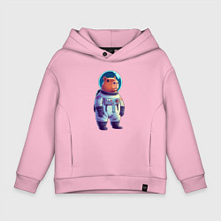 Толстовка оверсайз детская Капибара бравый космонавт, цвет: светло-розовый