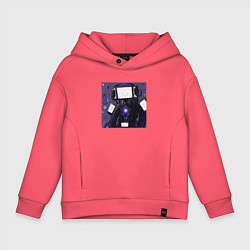 Толстовка оверсайз детская Funny Titan TV Man, цвет: коралловый