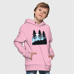 Толстовка оверсайз детская Графика деревья в горах, цвет: светло-розовый — фото 2